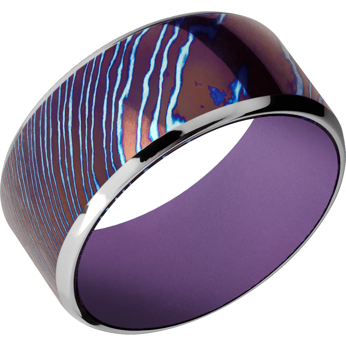 Titanium Damascus + Polish , Polish Finish + Wild Purple - Image 2