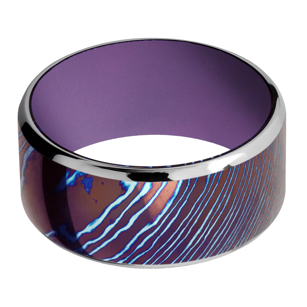 Titanium Damascus + Polish , Polish Finish + Wild Purple - Image 3