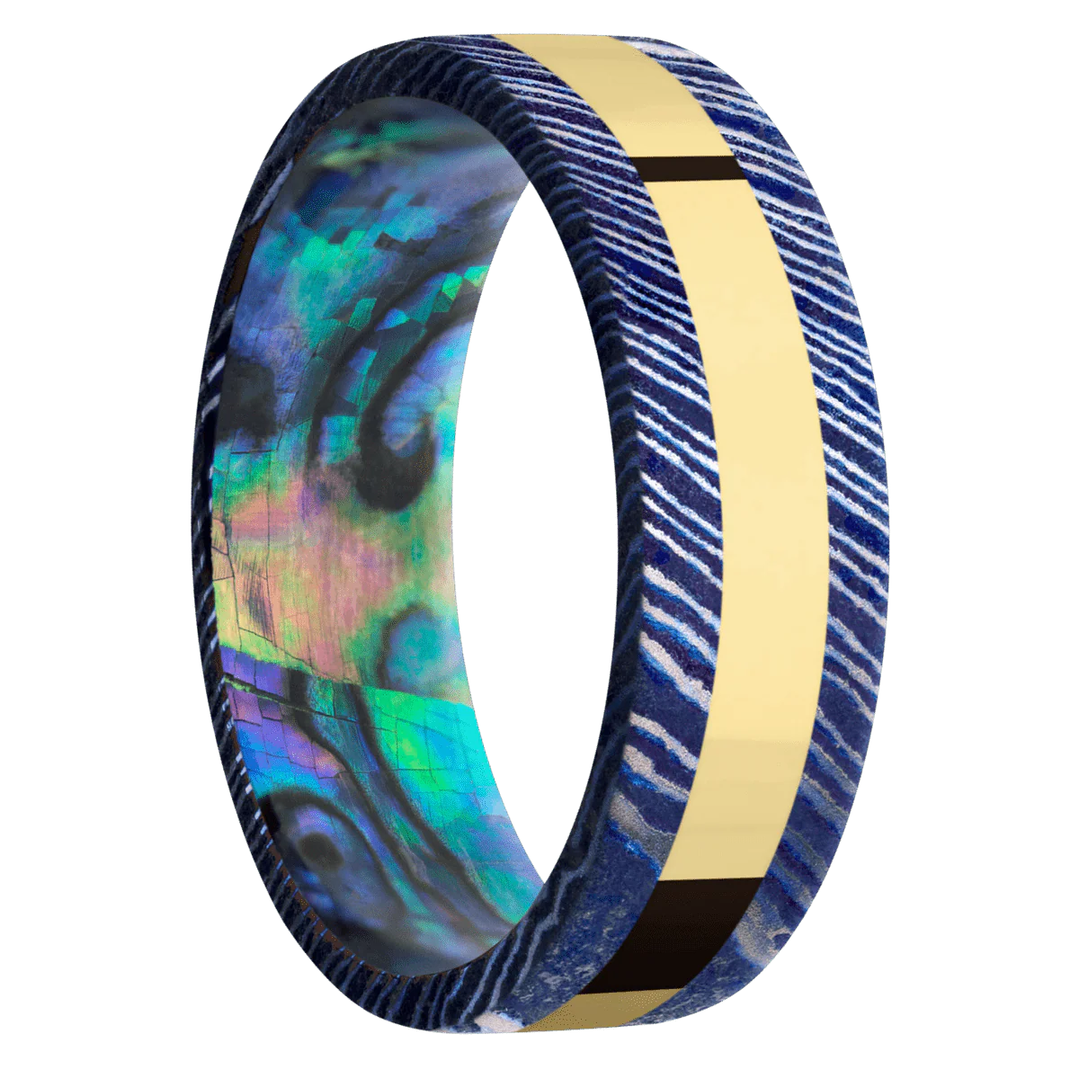 Titanium Damascus + Satinetched Finish + Abalone
