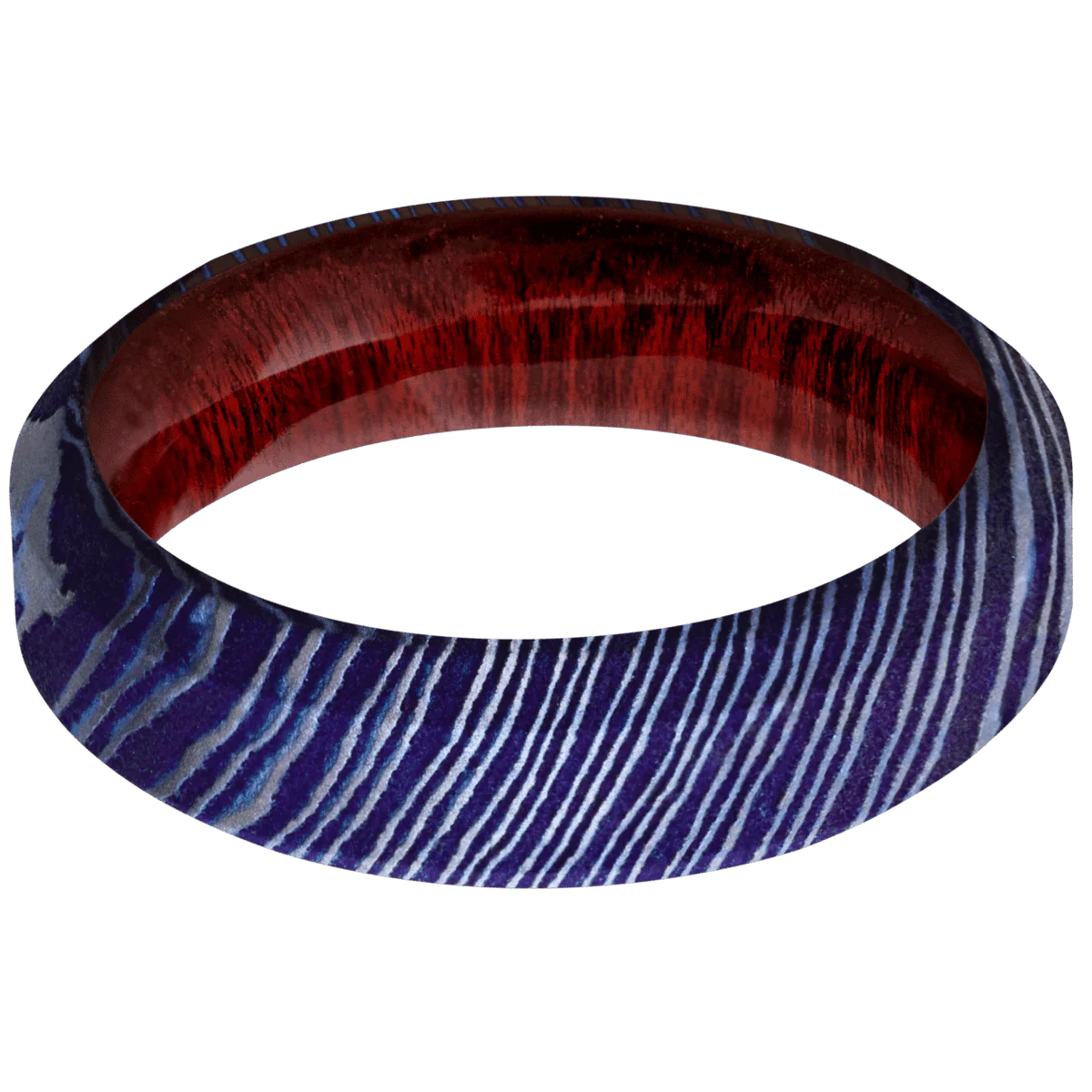 Titanium Damascus + Satinetched , Satinetched Finish + Blood Wood - Image 3