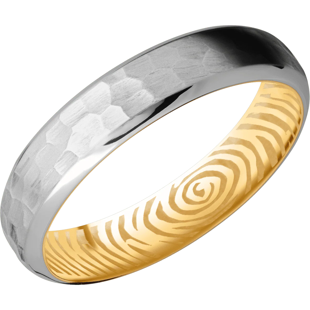 Titanium + Hammer , Polish Finish + 10K Yellow Gold - Image 2