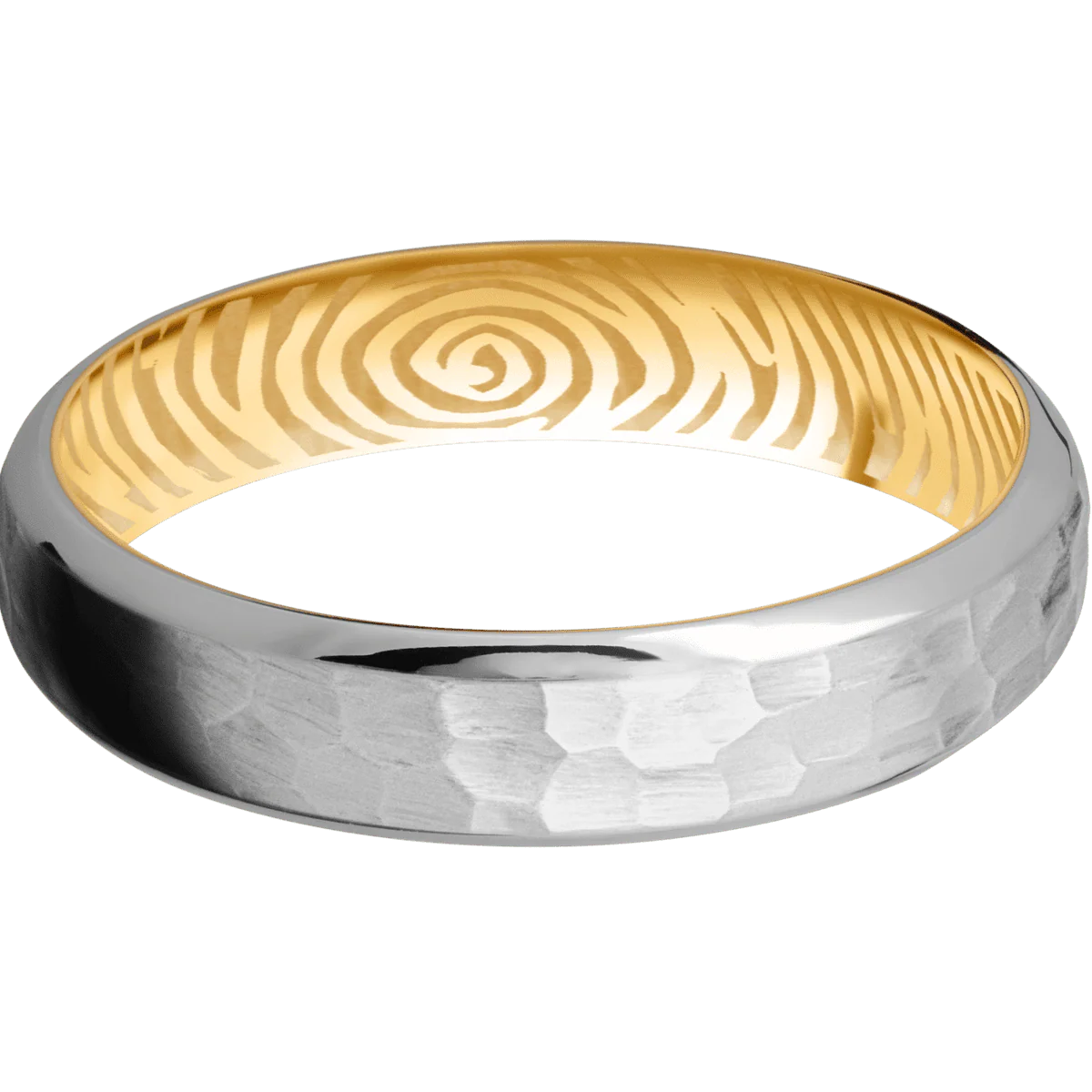 Titanium + Hammer , Polish Finish + 10K Yellow Gold - Image 3