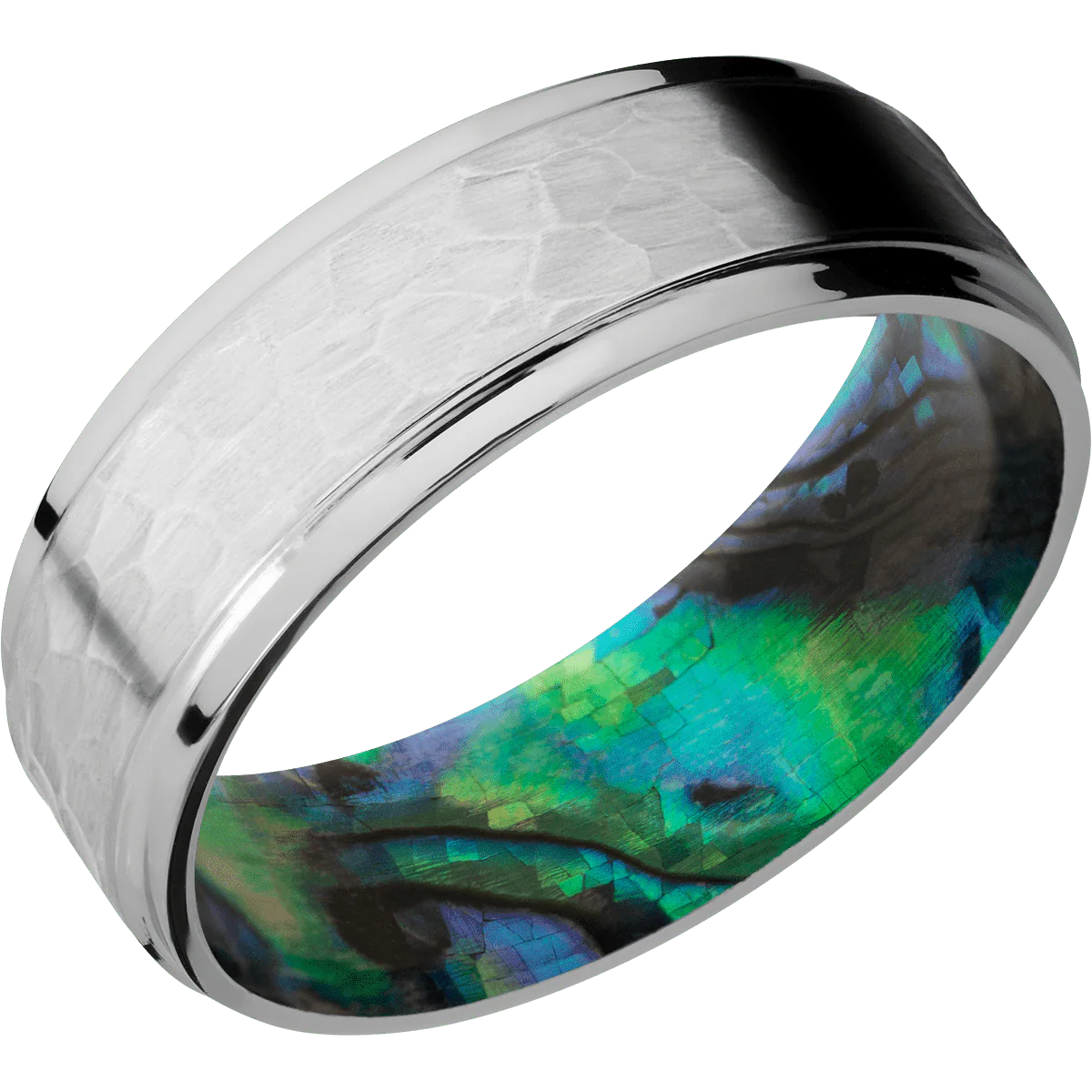 Titanium + Hammer , Polish Finish + Abalone - Image 2