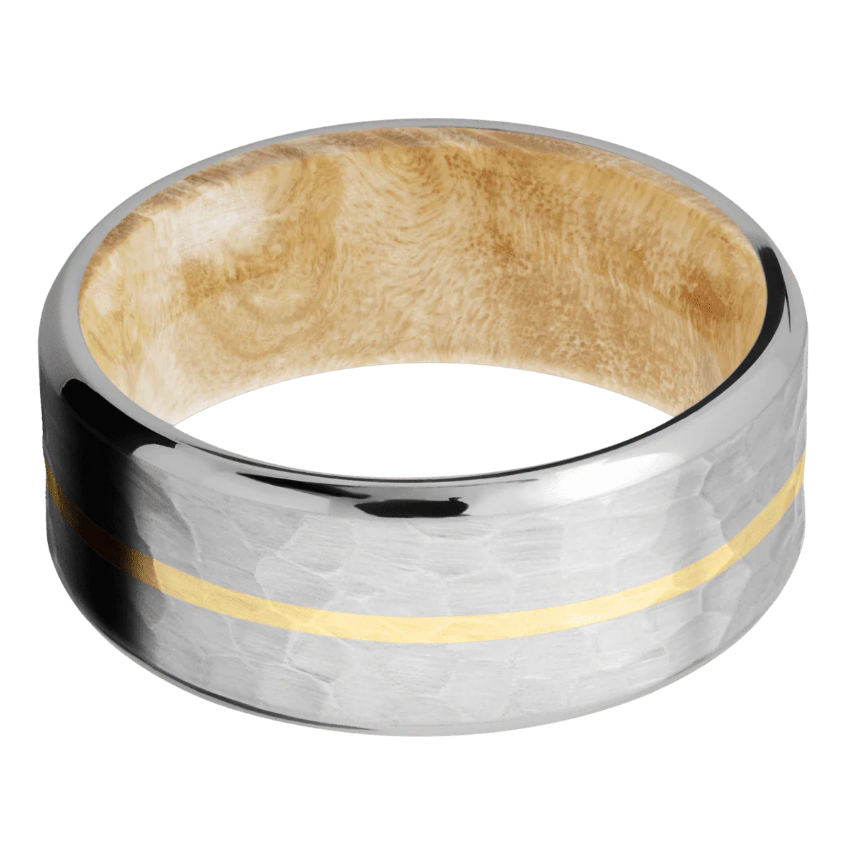 Titanium + Hammer , Polish Finish + Boxelder Burl - Image 3