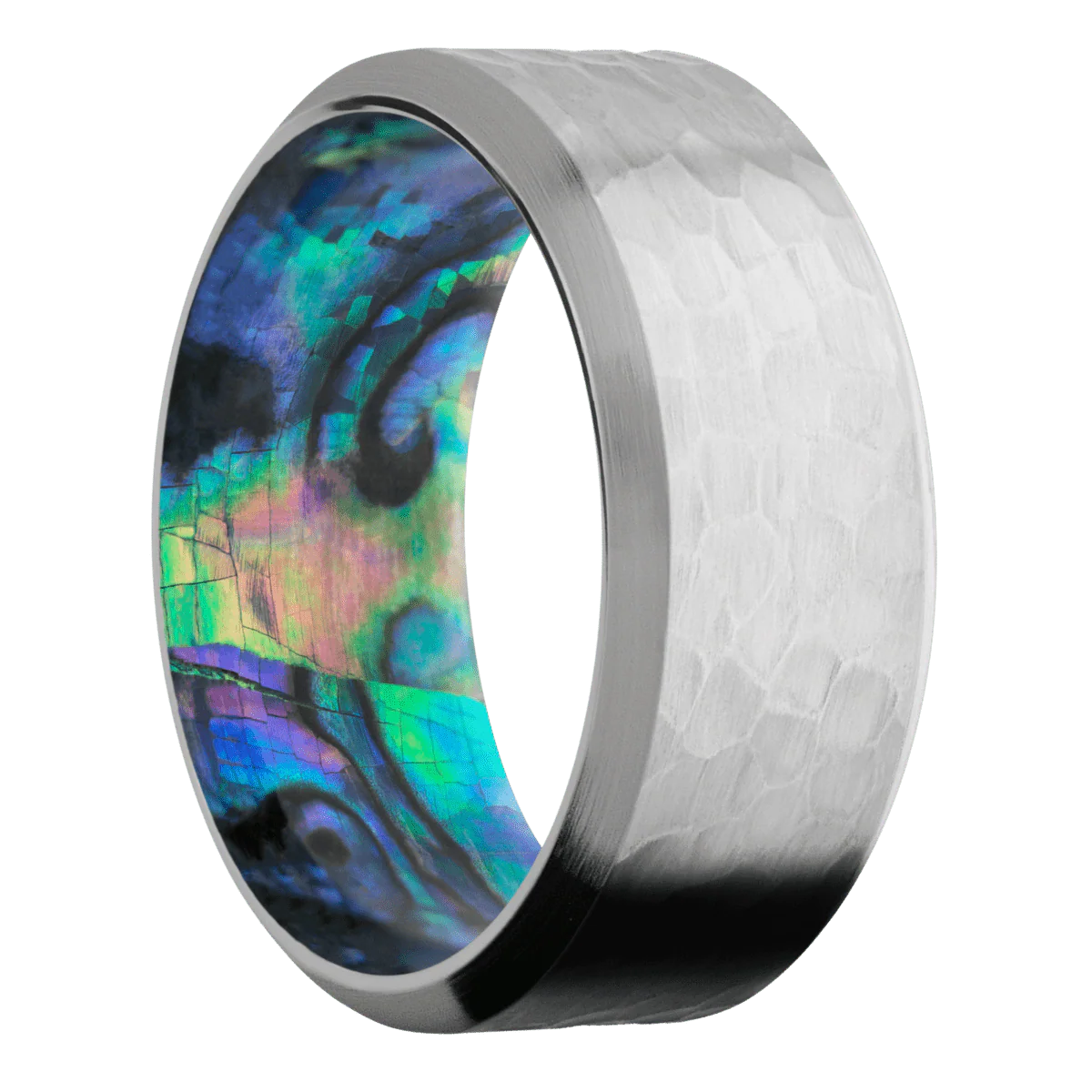 Titanium + Hammer , Satin Finish + Abalone