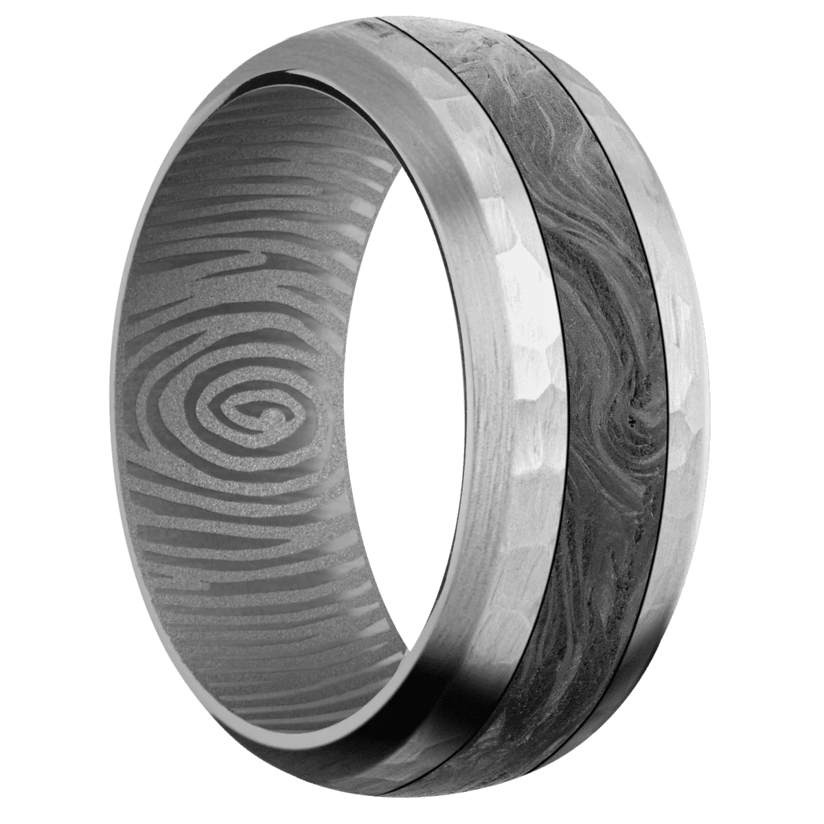 Titanium + Hammer , Satin Finish + Crushed Silver