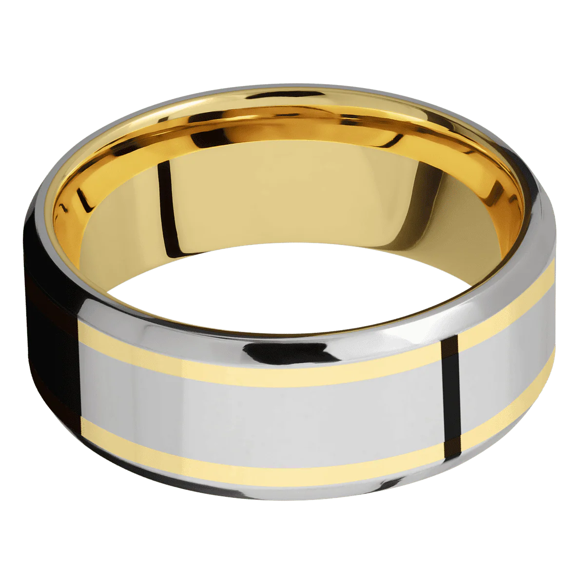 Titanium + Polish , Polish Finish + 14K Yellow Gold - Image 3