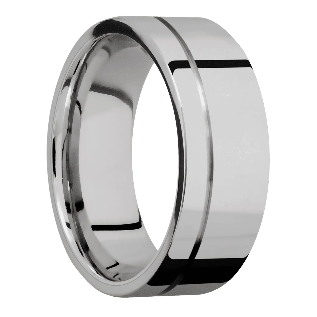 Titanium + Polish , Polish Finish + 18K White Gold
