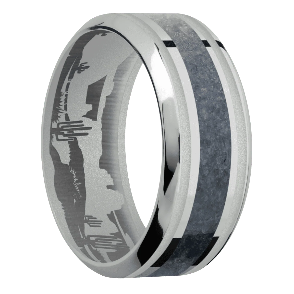 Titanium + Polish , Polish Finish + Crushed Silver