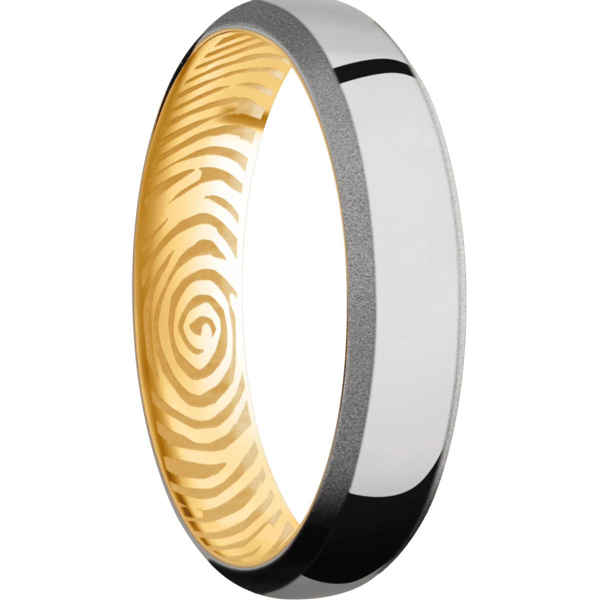 Titanium + Polish , Sand Finish + 10K Yellow Gold
