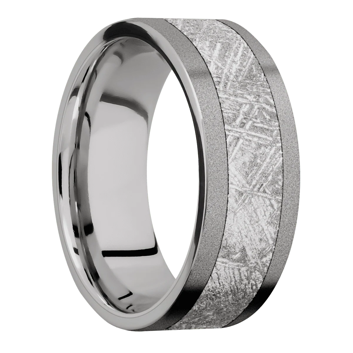 Titanium + Sand Finish + 14K White Gold