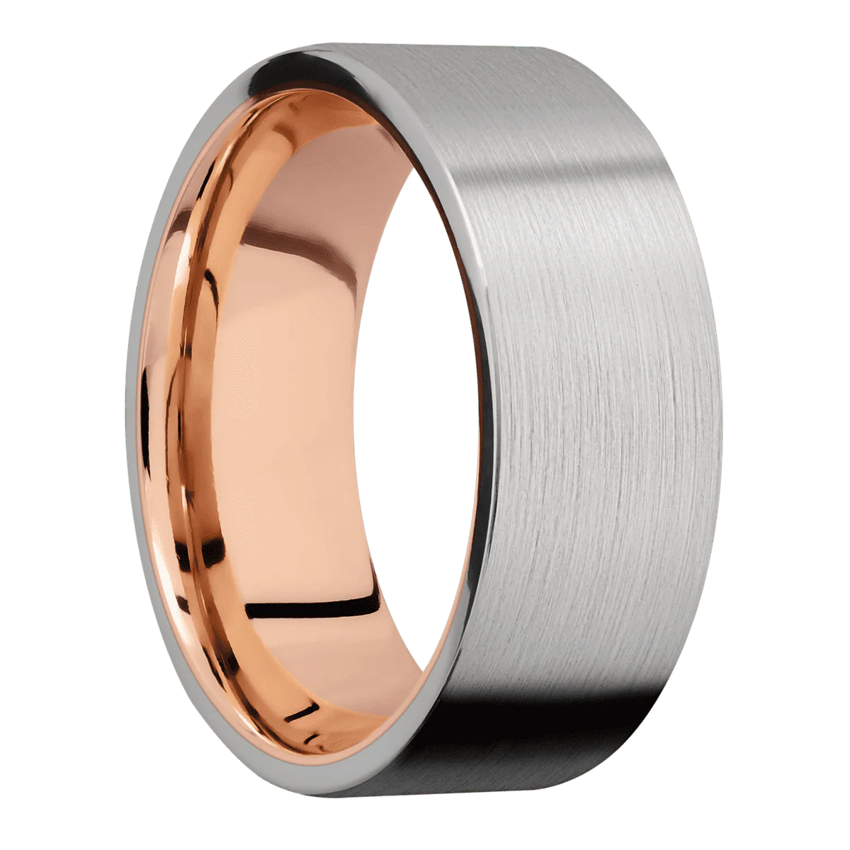 Titanium + Satin Finish + 14K Rose Gold