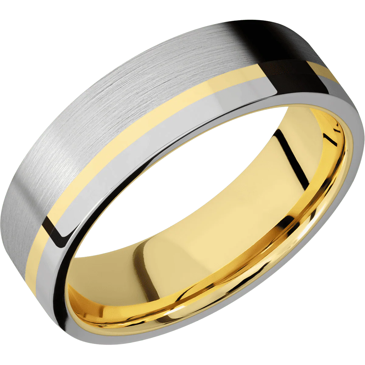 Titanium + Satin , Polish Finish + 14K Yellow Gold - Image 2