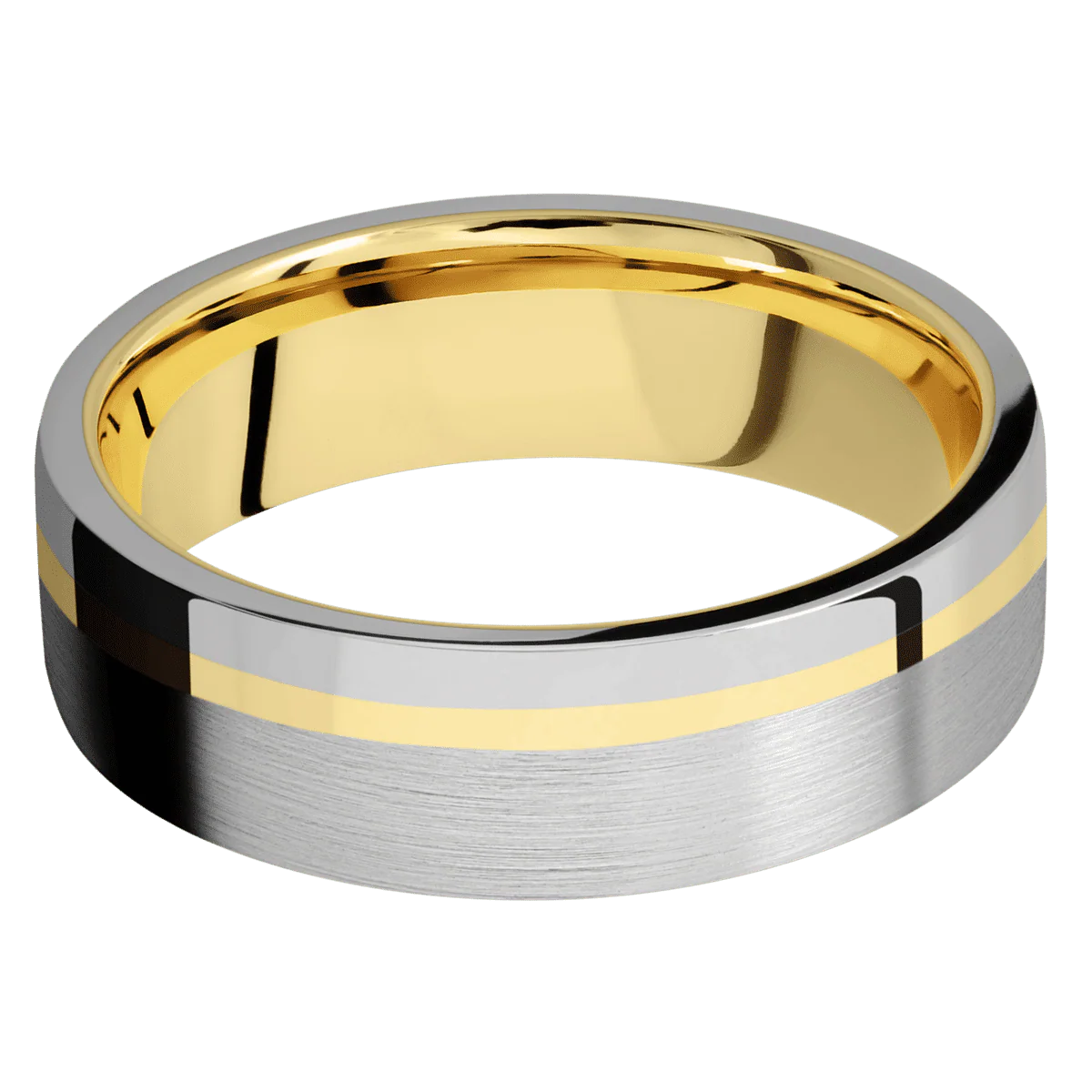 Titanium + Satin , Polish Finish + 14K Yellow Gold - Image 3