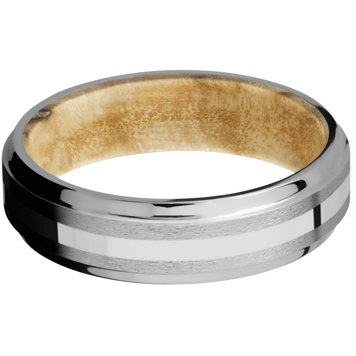 Titanium + Stone , Polish Finish + Boxelder Burl - Image 3