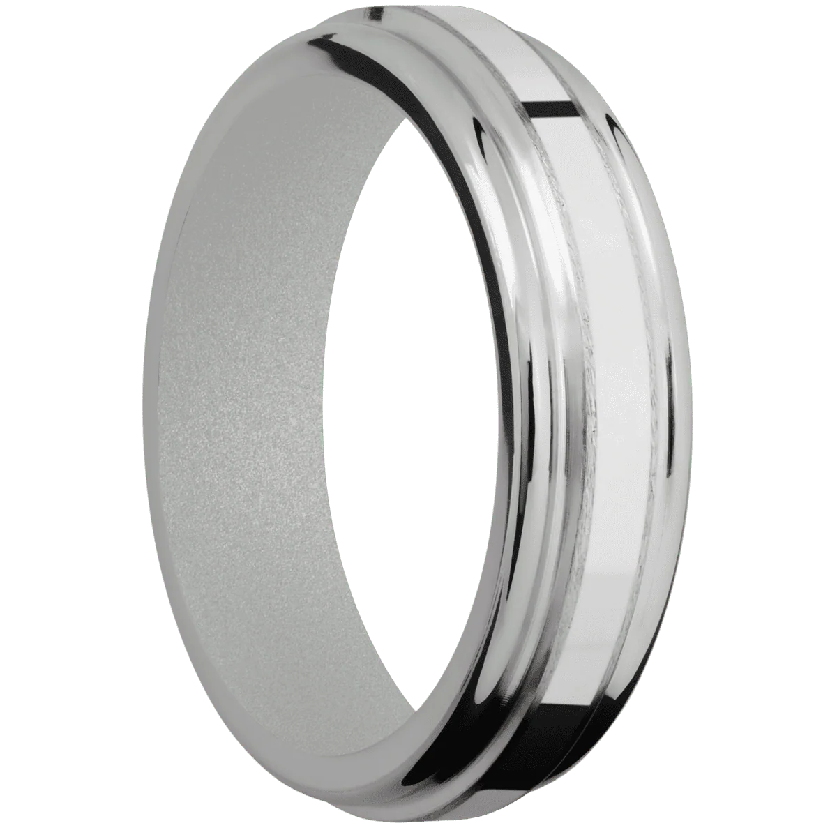 Titanium + Stone , Polish Finish + Crushed Silver