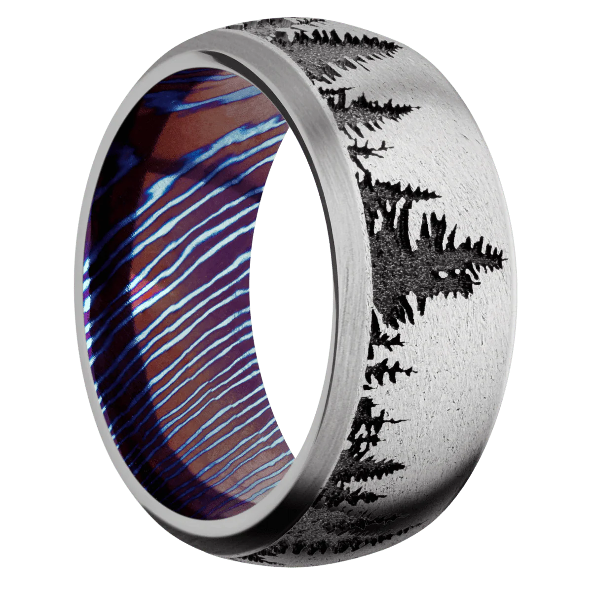 Titanium + Stone , Satin Finish + Titanium Damascus