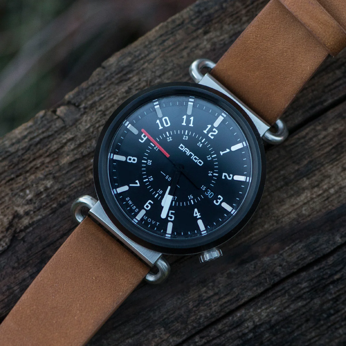 TK-01 - TREK WATCH WITH ITALIAN LEATHER STRAP - WHISKEY BROWN - Image 5