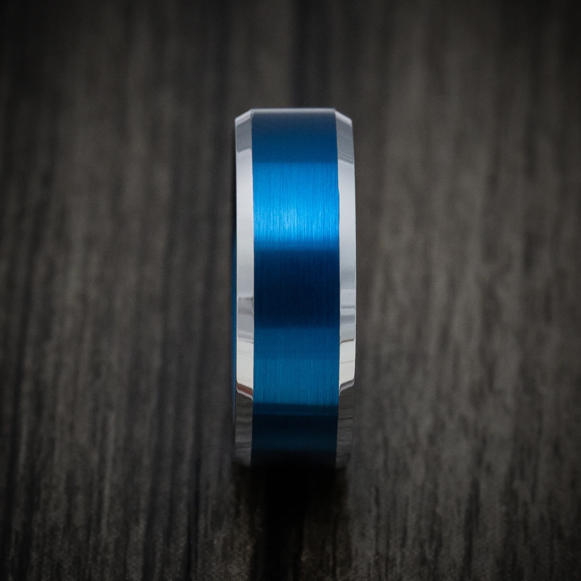 Tungsten Men's Ring with Anodized Blue Accents Band - Image 3
