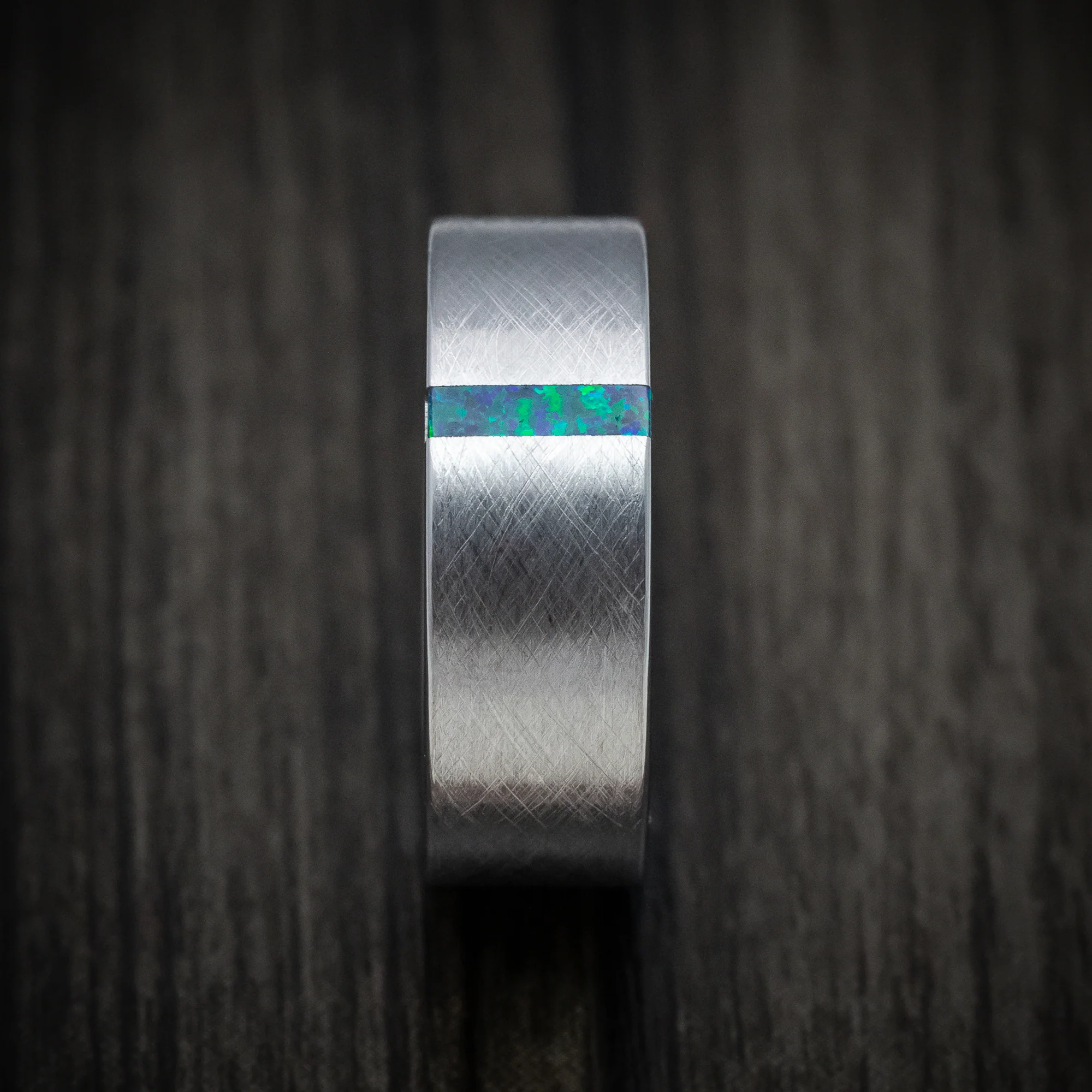 Tungsten Men's Ring with Opal Vertical Inlay Band - Image 3
