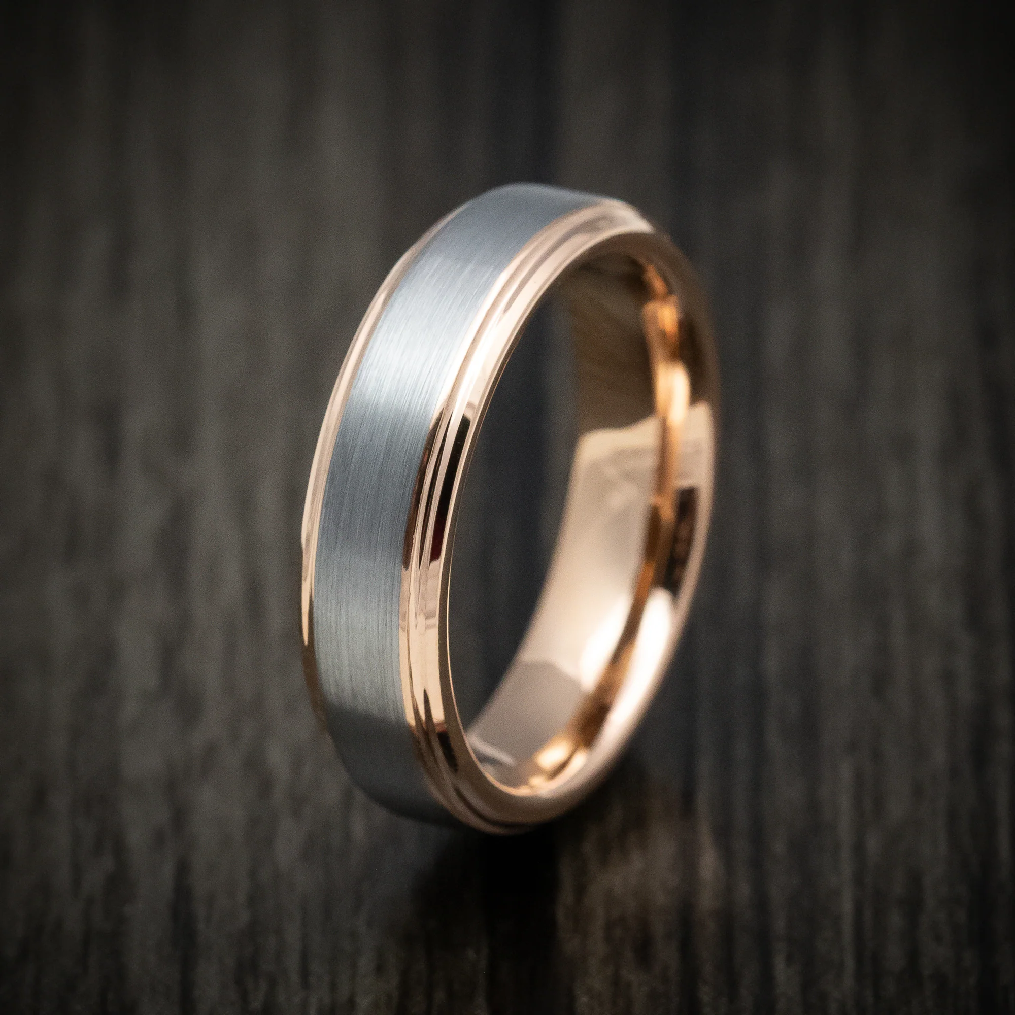 Tungsten Men's Ring with Golden Tungsten Sleeve Band - Image 4