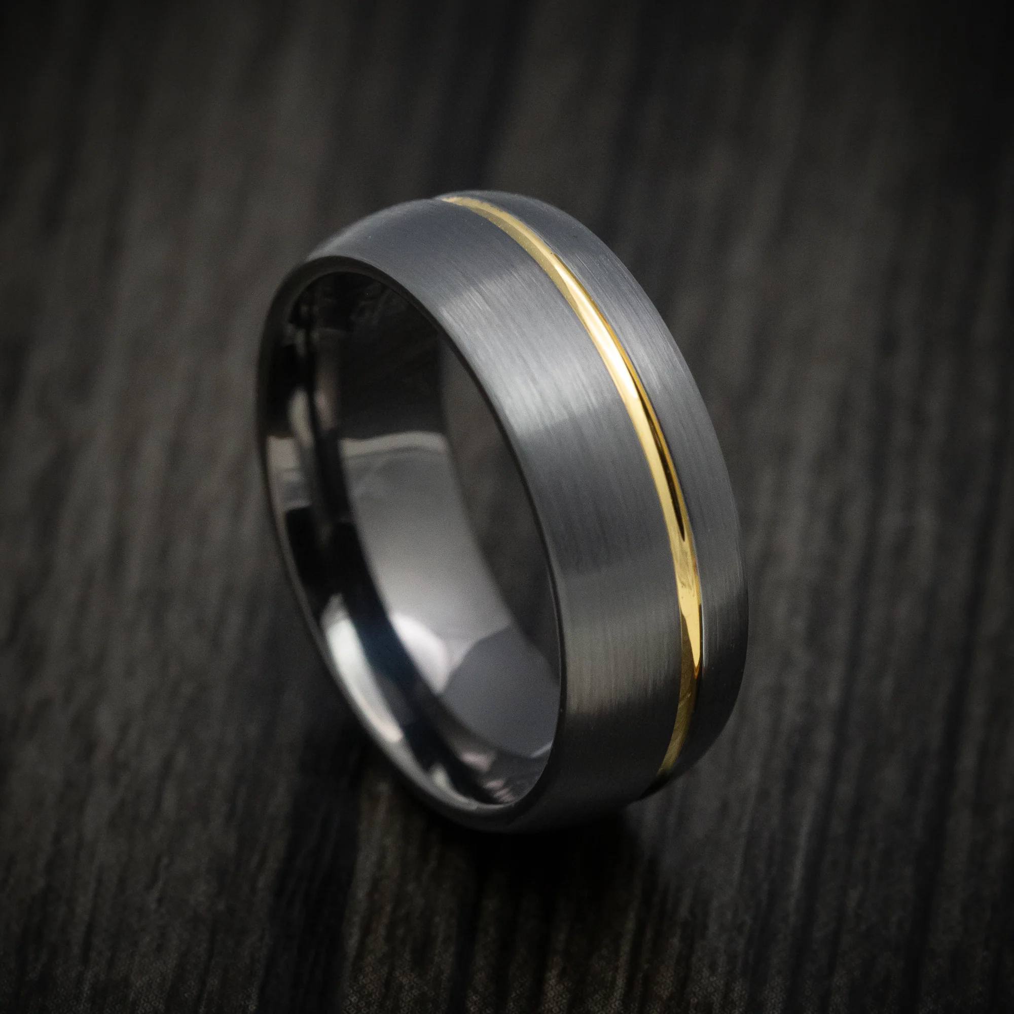 Tungsten Men's Ring with Golden Inlay