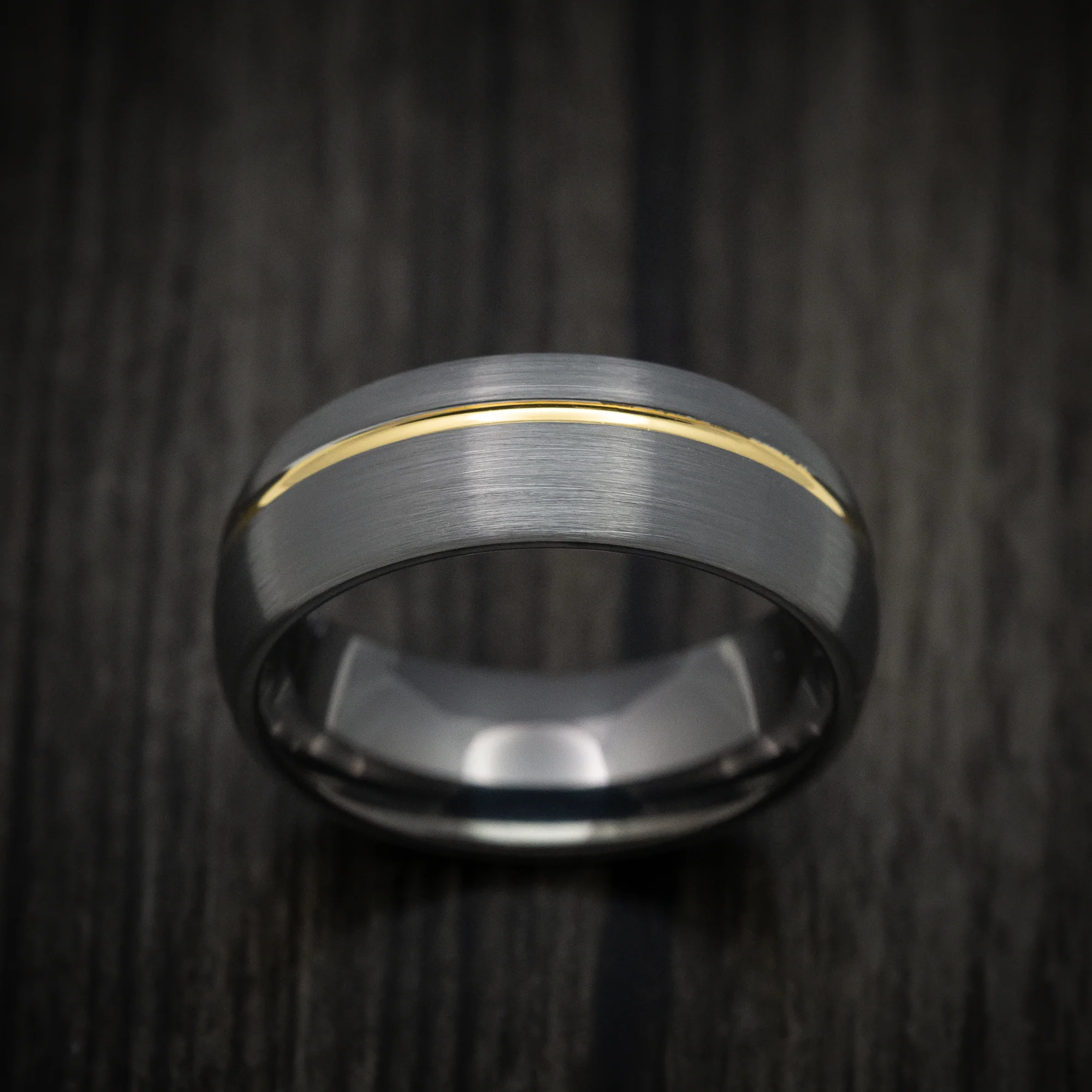 Tungsten Men's Ring with Golden Inlay - Image 2
