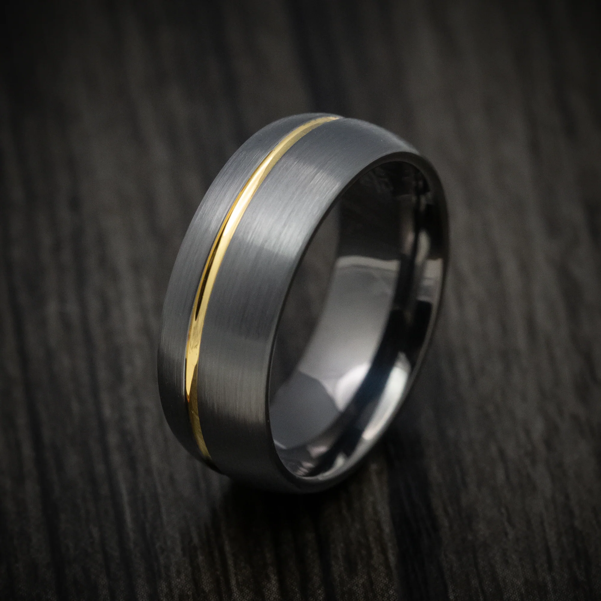 Tungsten Men's Ring with Golden Inlay - Image 3
