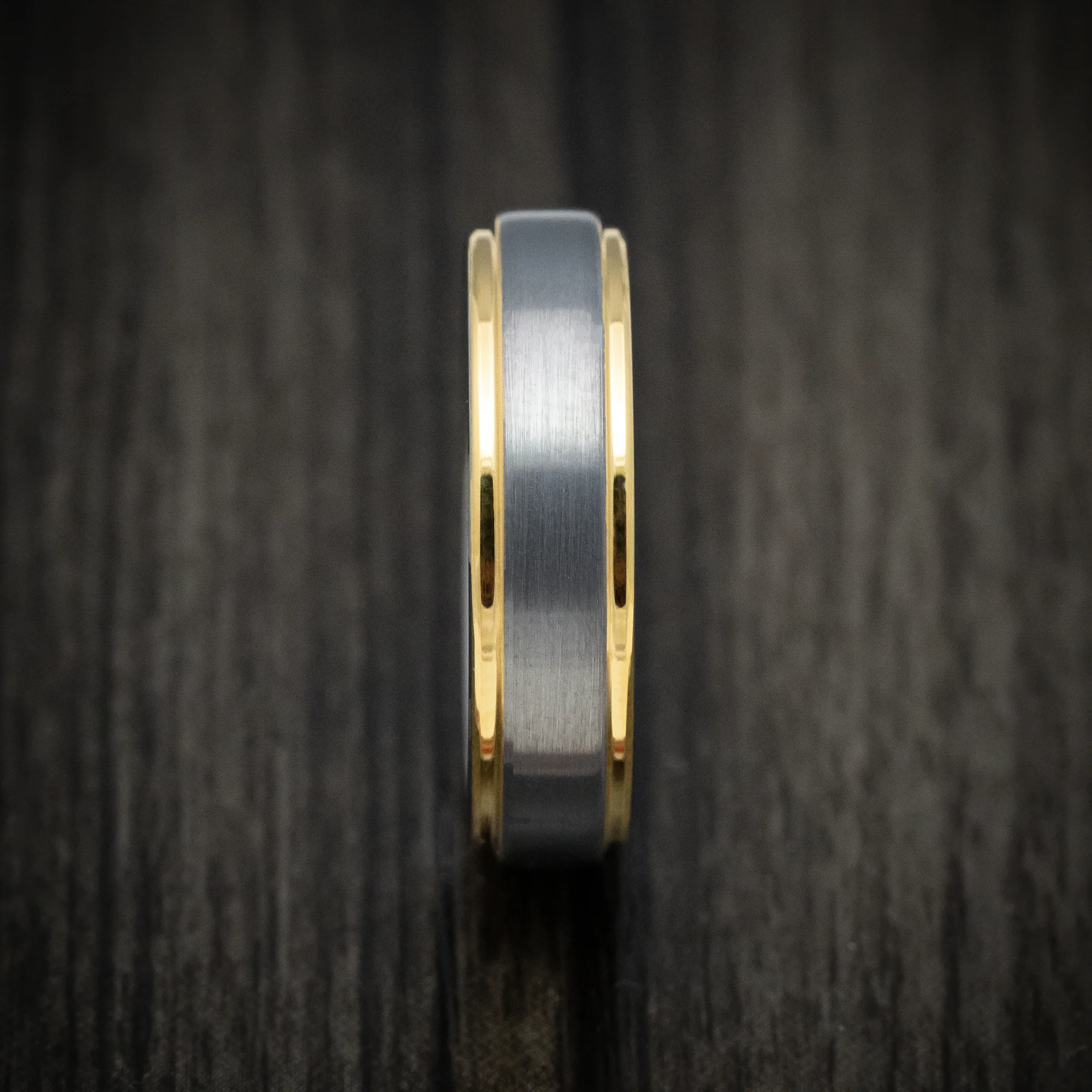 Tungsten Men's Ring with Golden Tungsten Edges Band - Image 3