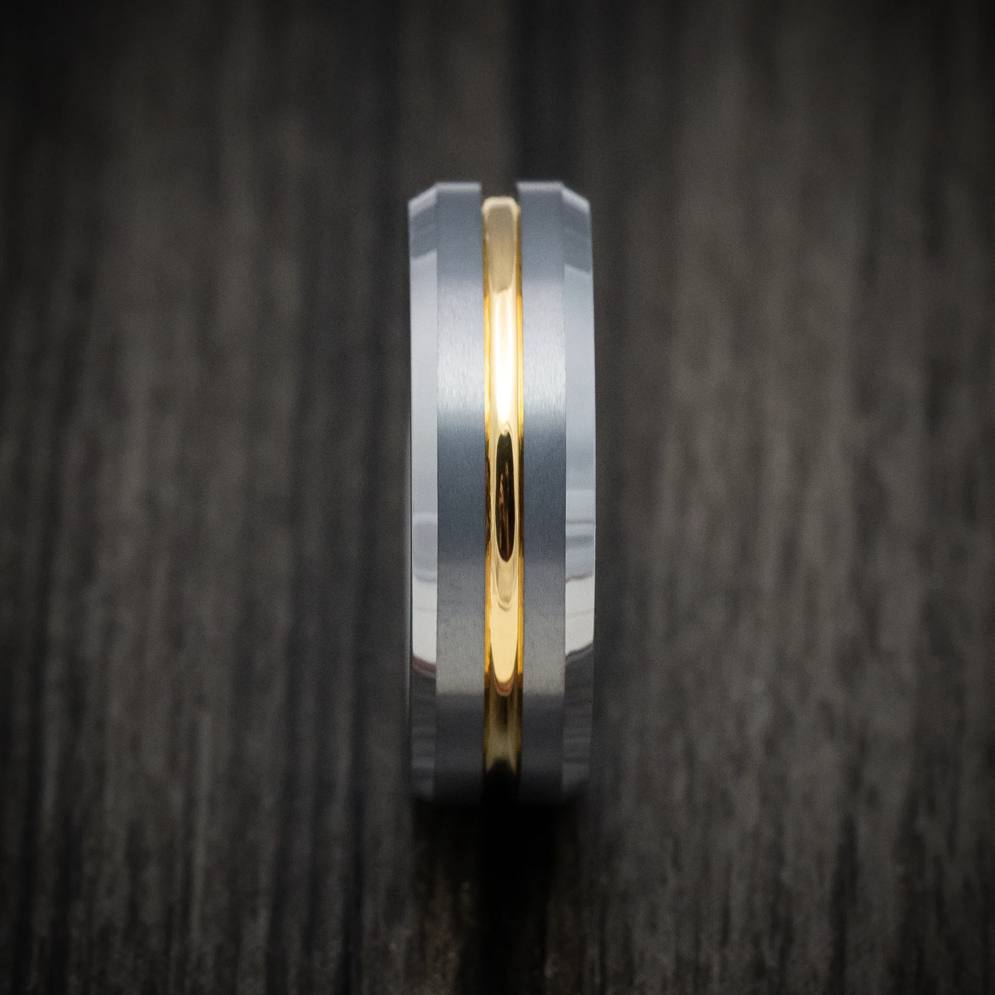 Tungsten Men's Ring with Golden Tungsten Inlay Band - Image 3