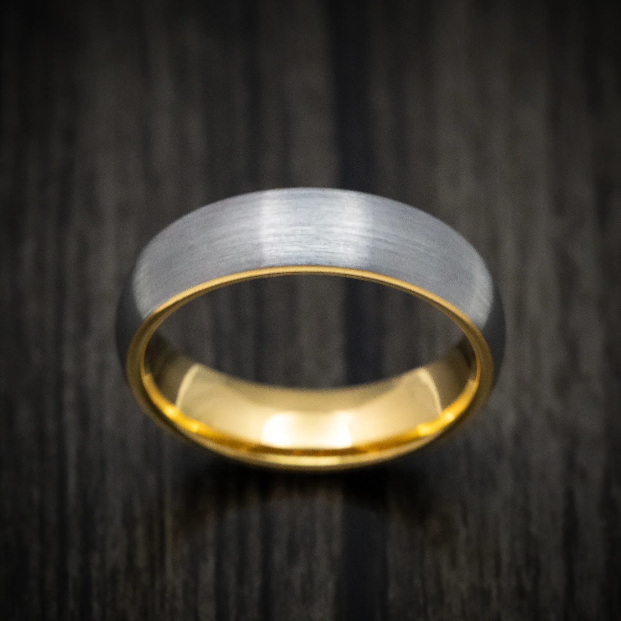 Tungsten Men's Ring with Golden Tungsten Sleeve Band - Image 2