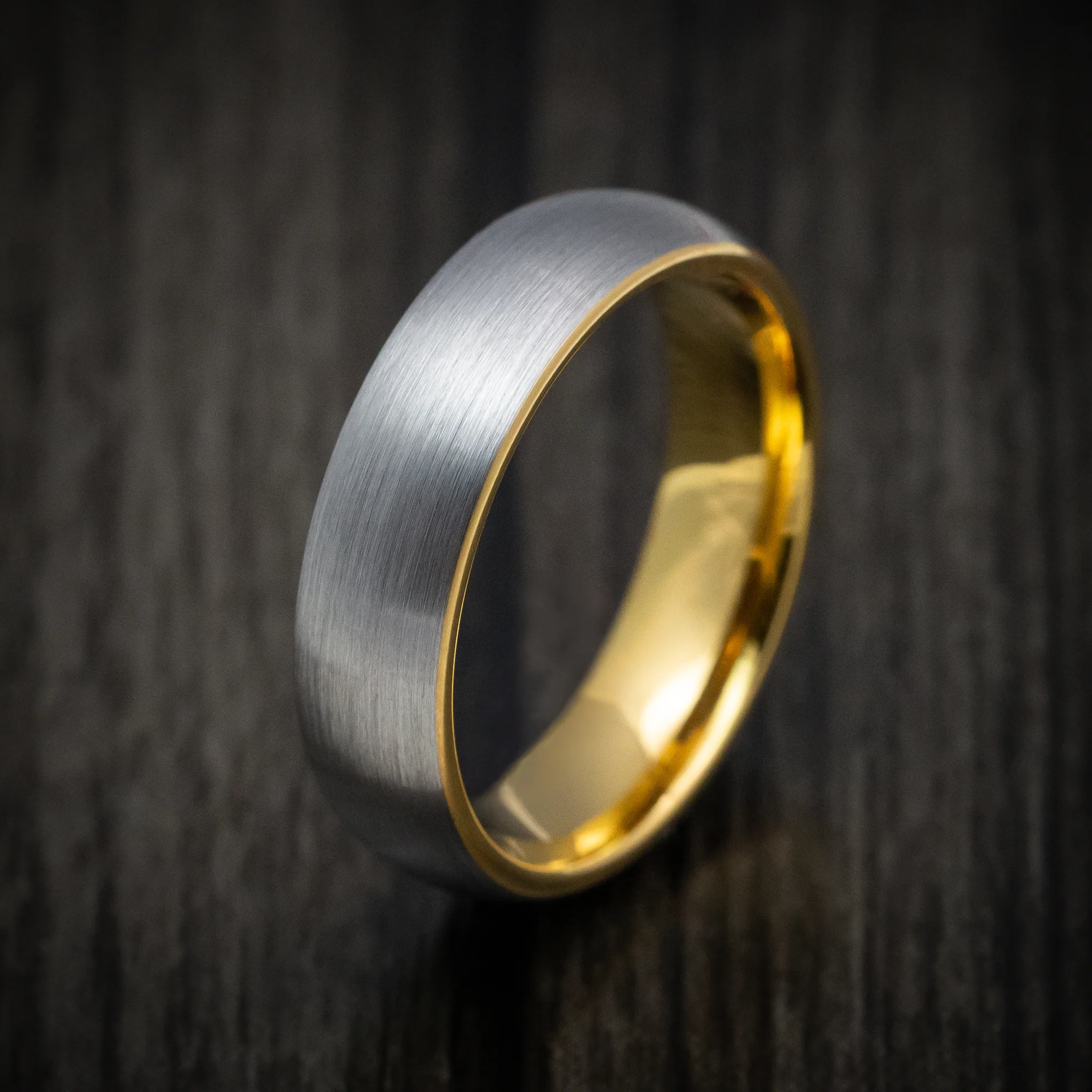 Tungsten Men's Ring with Golden Tungsten Sleeve Band - Image 4