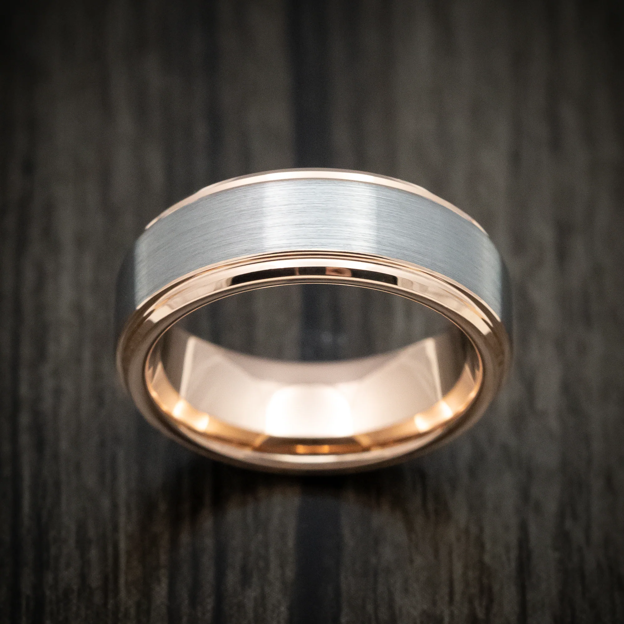 Tungsten Men's Ring with Golden Tungsten Sleeve Band - Image 2
