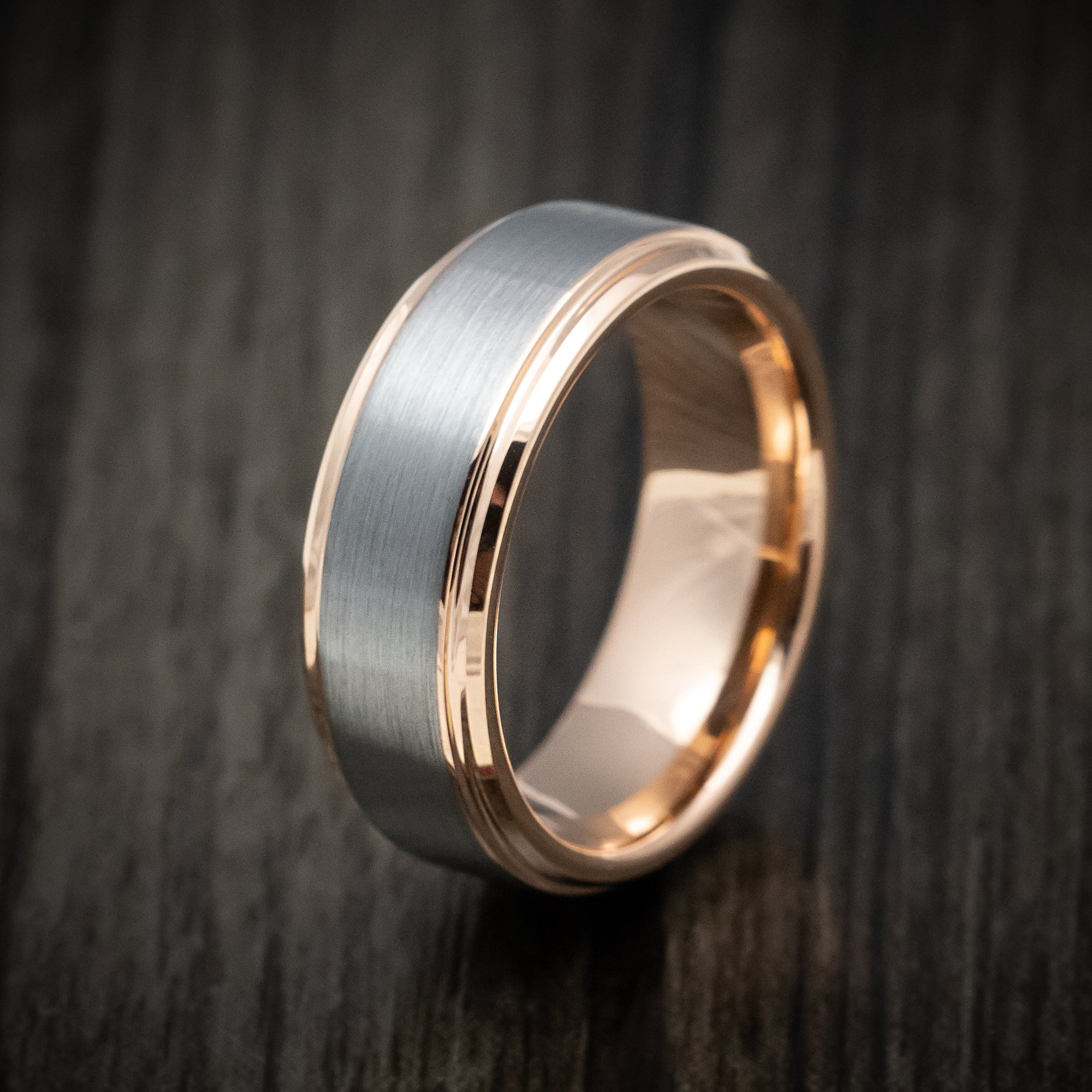 Tungsten Men's Ring with Golden Tungsten Sleeve Band - Image 4