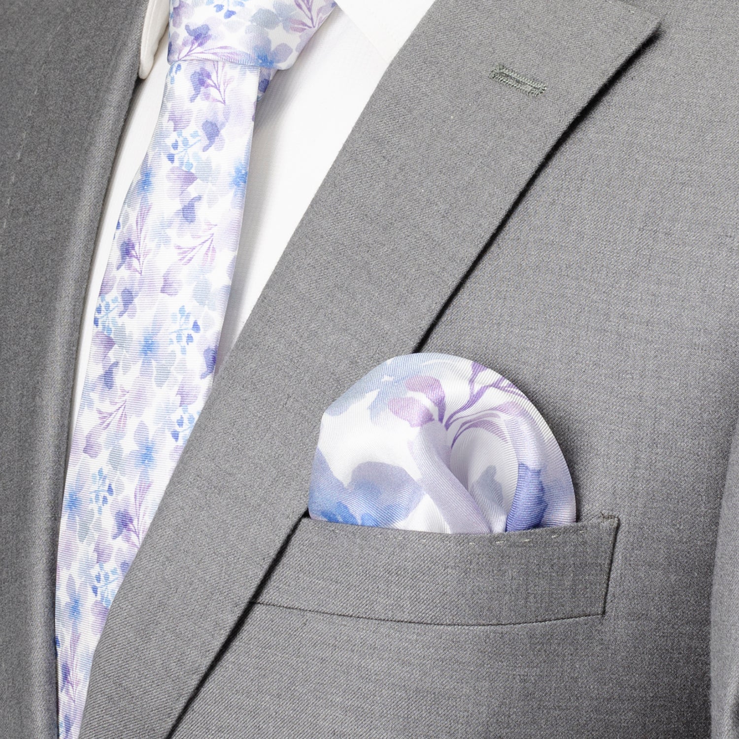 Watercolor Lavender Tie and Pocket Square Gift Set - Image 7
