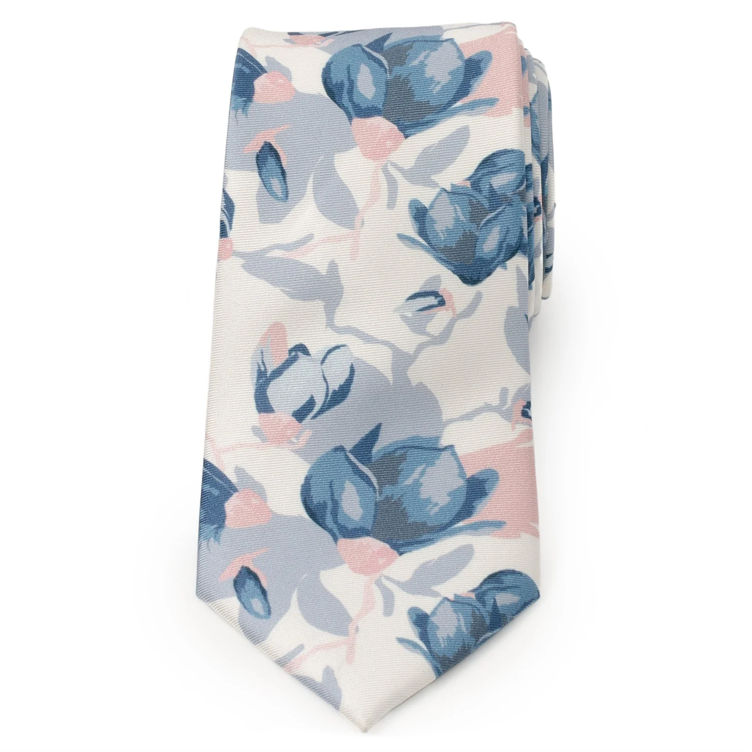 White Floral Patterned Printed Men's Tie - Image 3