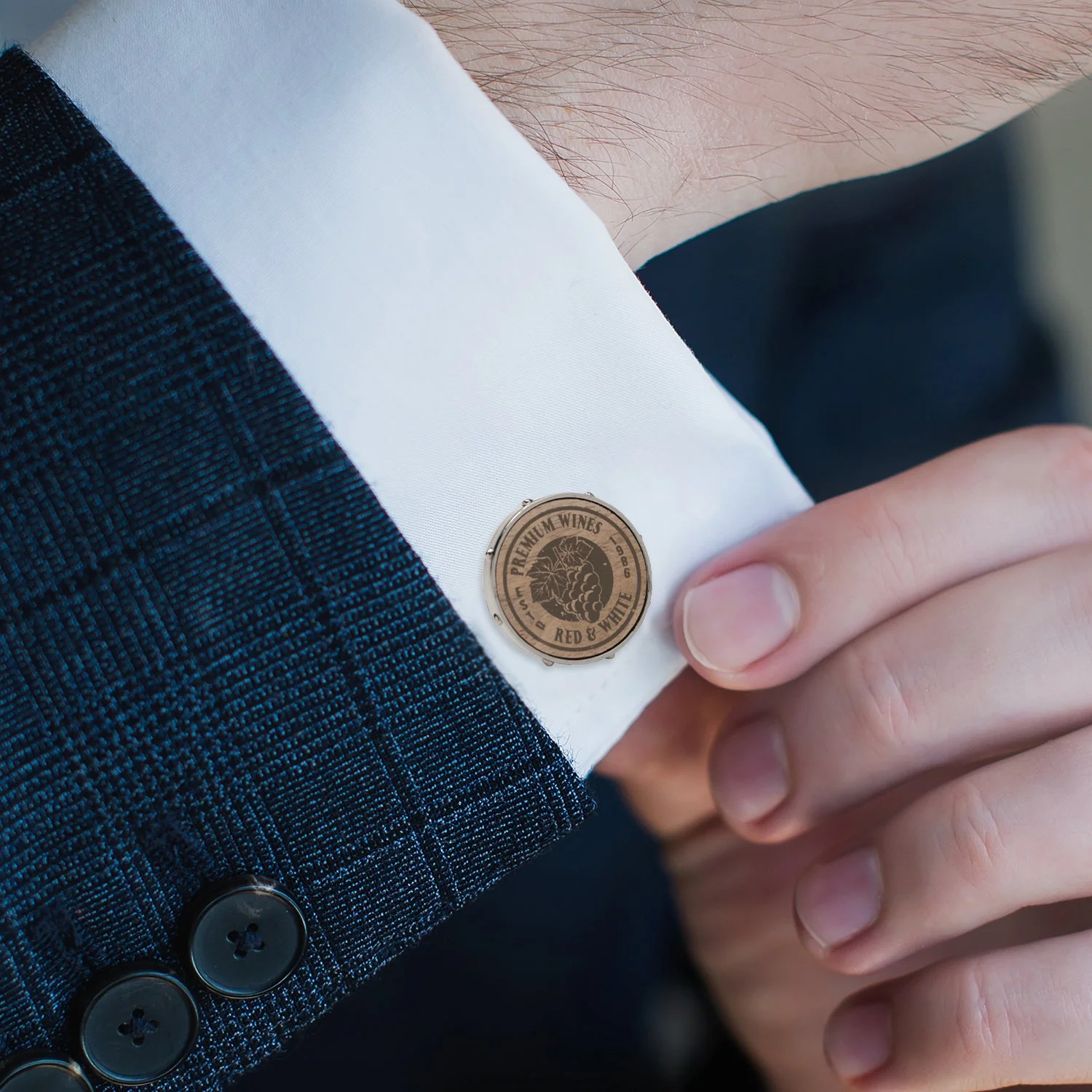 Wine Barrel Metal Cufflinks - Image 2