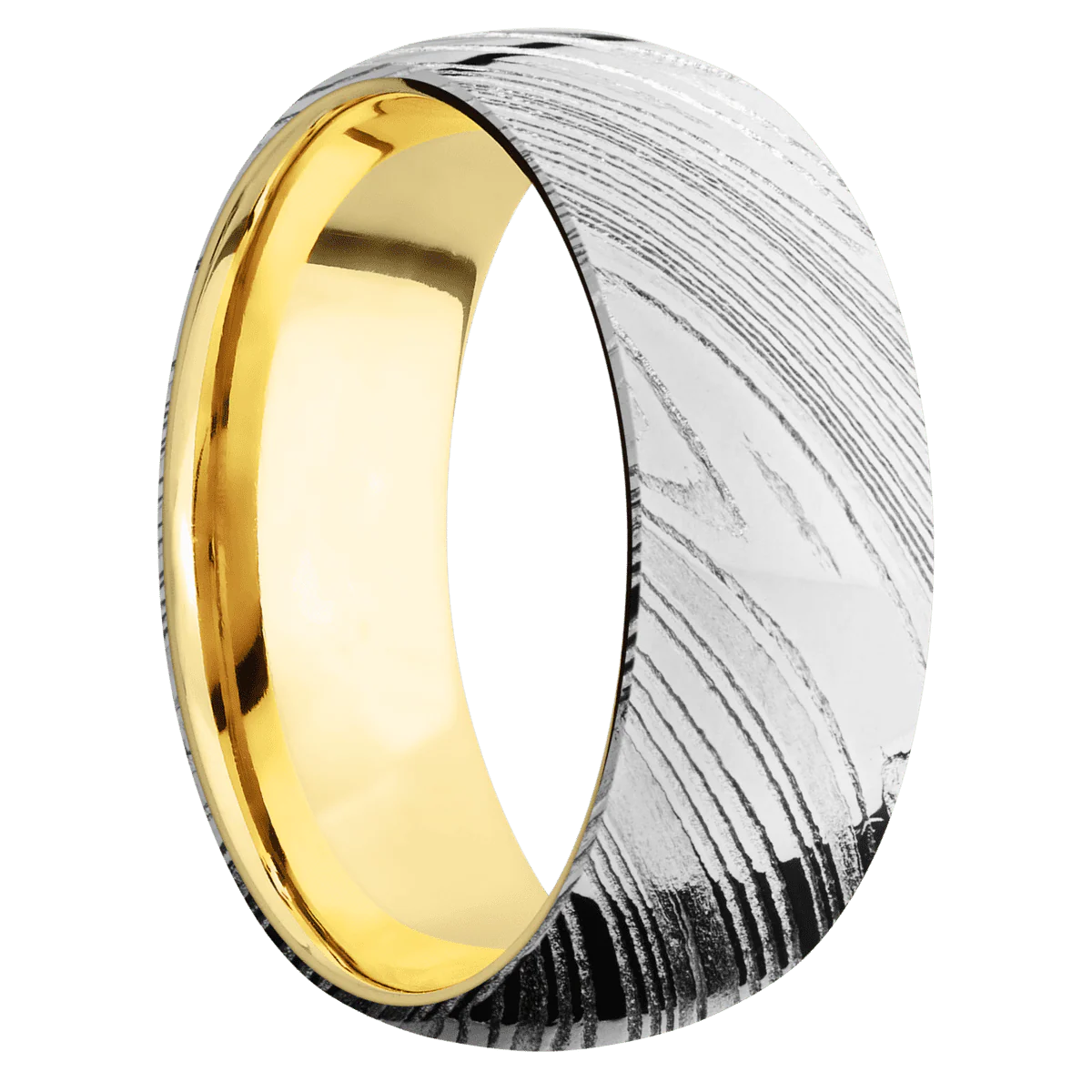 Woodgrain + Polish Finish + 14K Yellow Gold
