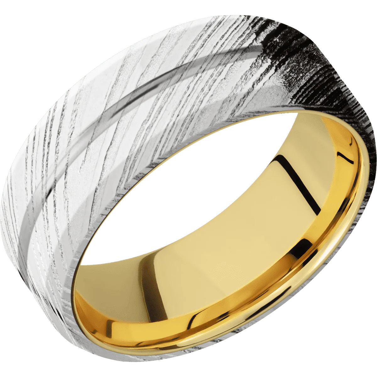Woodgrain + Polish , Polish Finish + 14K Yellow Gold - Image 2