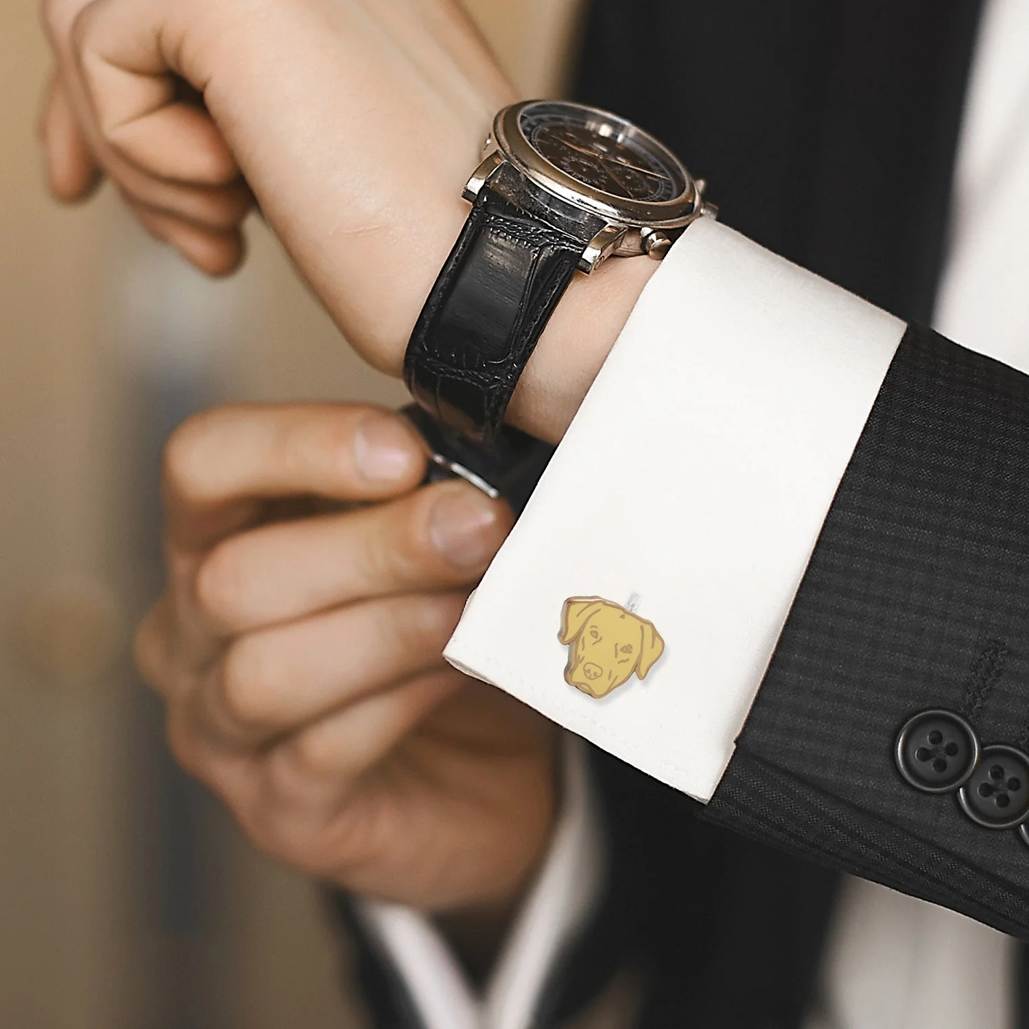 Yellow Labrador Cufflinks - Image 2