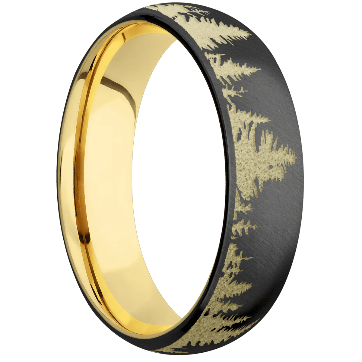 Zirconium + Anglesatin Finish + 14K Yellow Gold