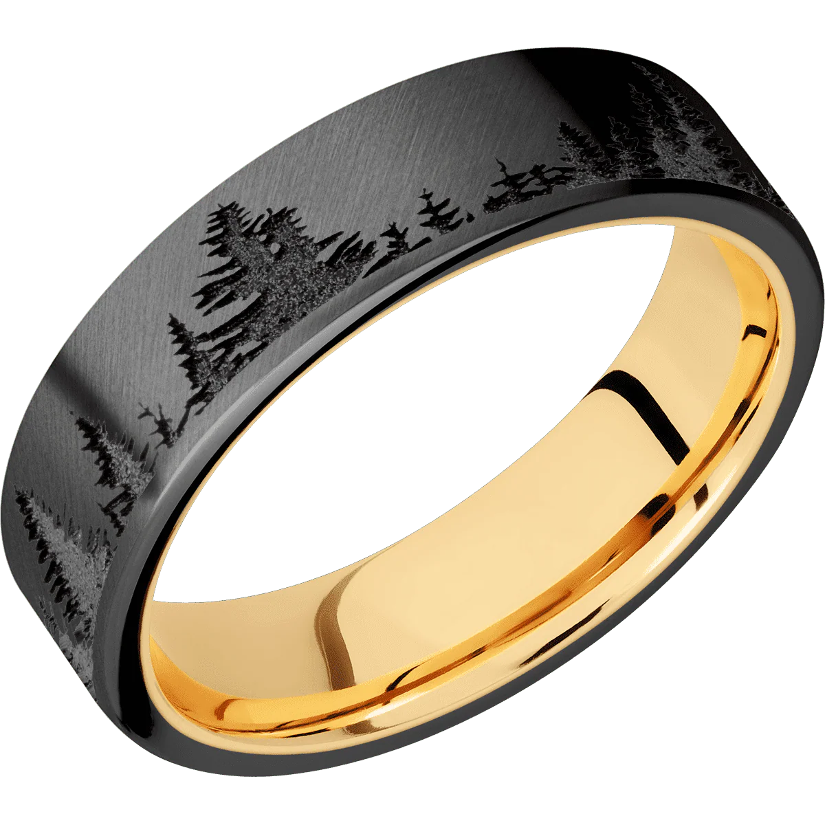 Zirconium + Anglesatin Finish + 14K Yellow Gold - Image 2