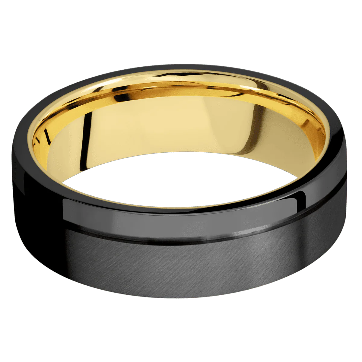 Zirconium + Anglesatin , Polish Finish + 14K Yellow Gold - Image 3