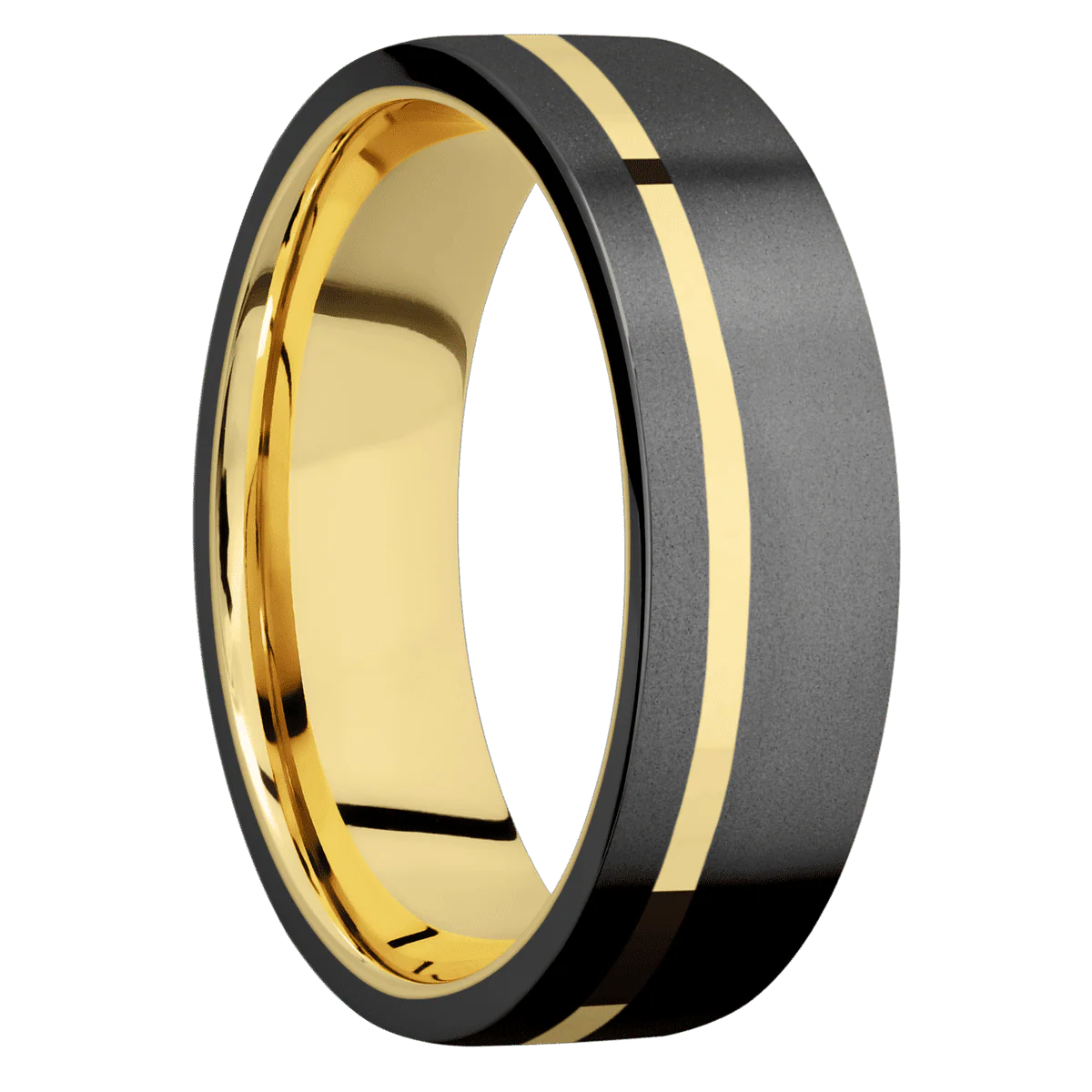 Zirconium + Bead , Bead Finish + 10K Yellow Gold