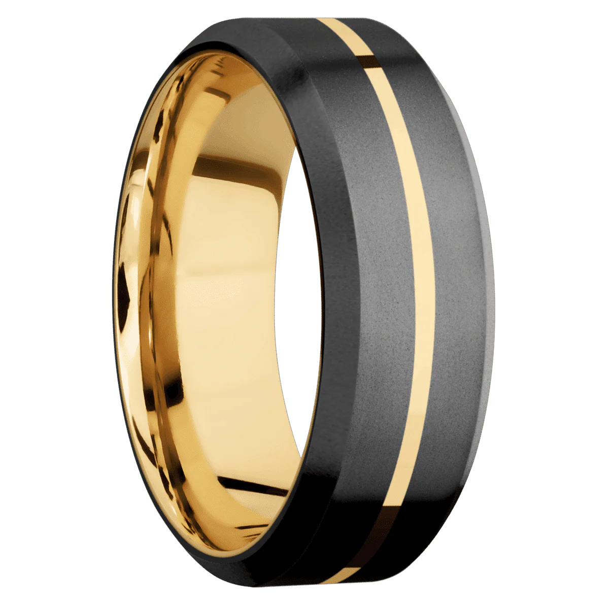 Zirconium + Bead , Bead Finish + 10K Yellow Gold