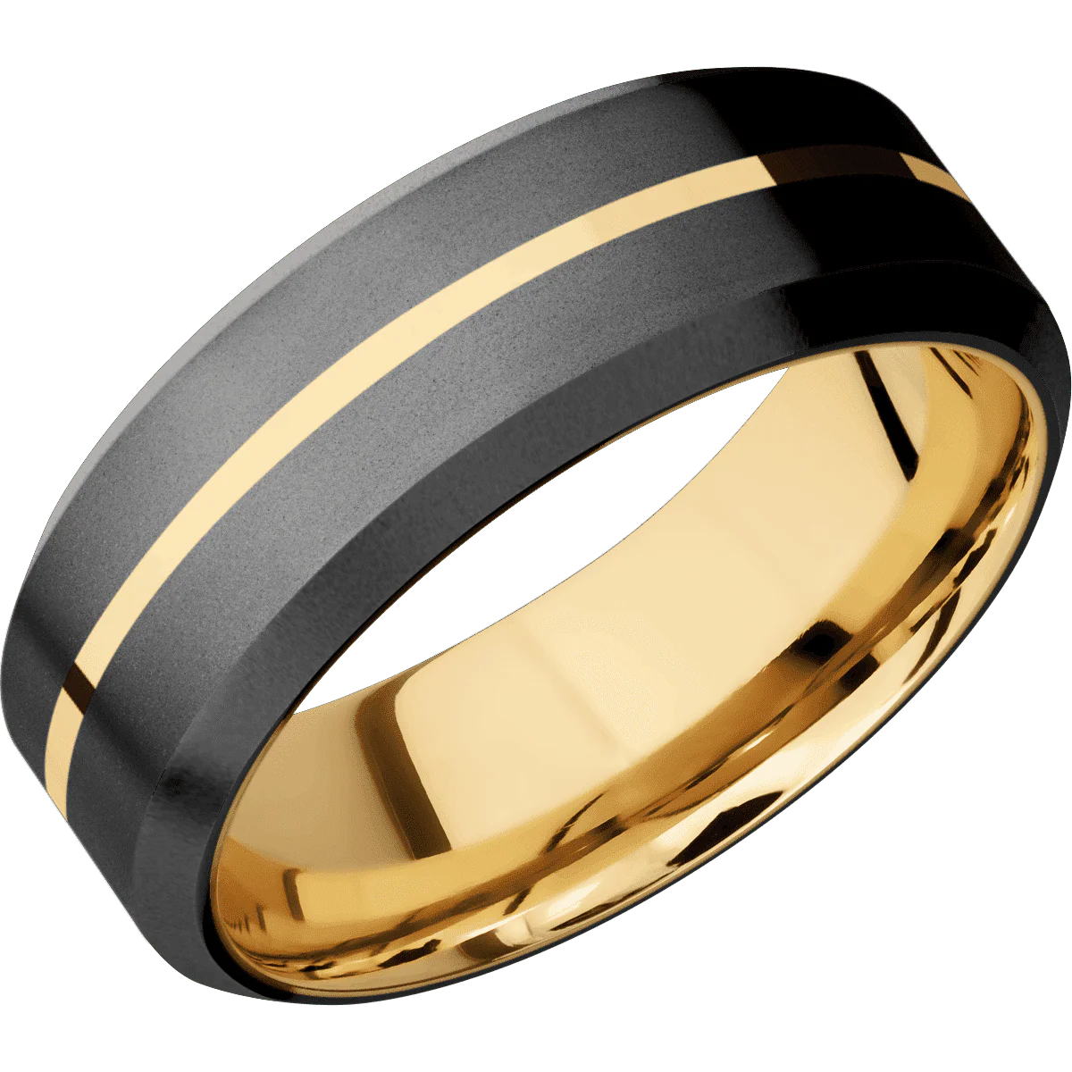 Zirconium + Bead , Bead Finish + 10K Yellow Gold - Image 2