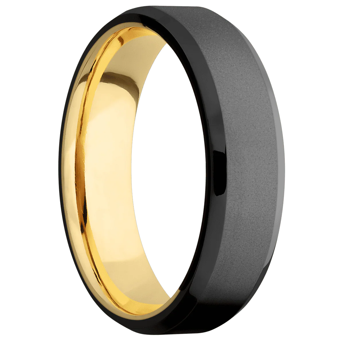 Zirconium + Bead , Polish Finish + 18K Yellow Gold