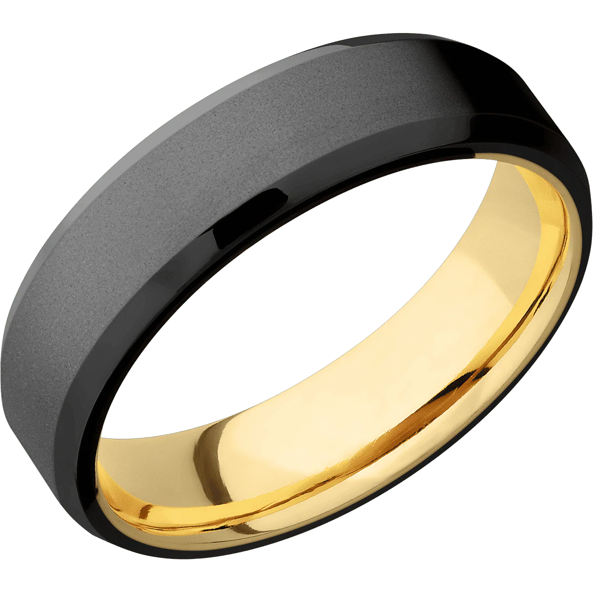 Zirconium + Bead , Polish Finish + 18K Yellow Gold - Image 2