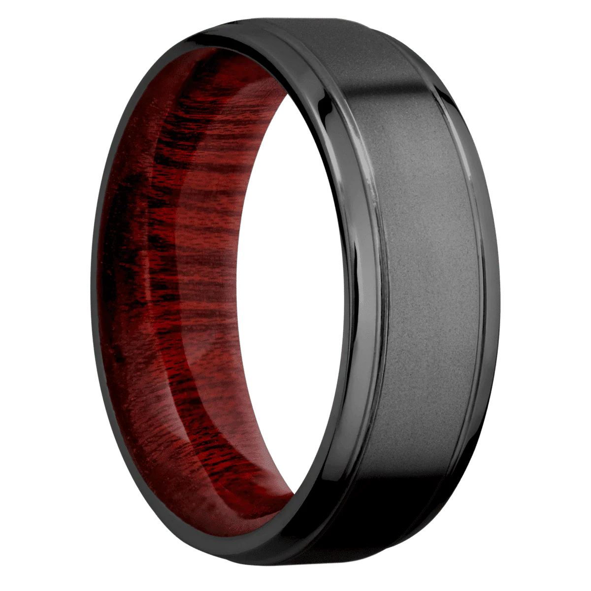 Zirconium + Bead , Polish Finish + Blood Wood