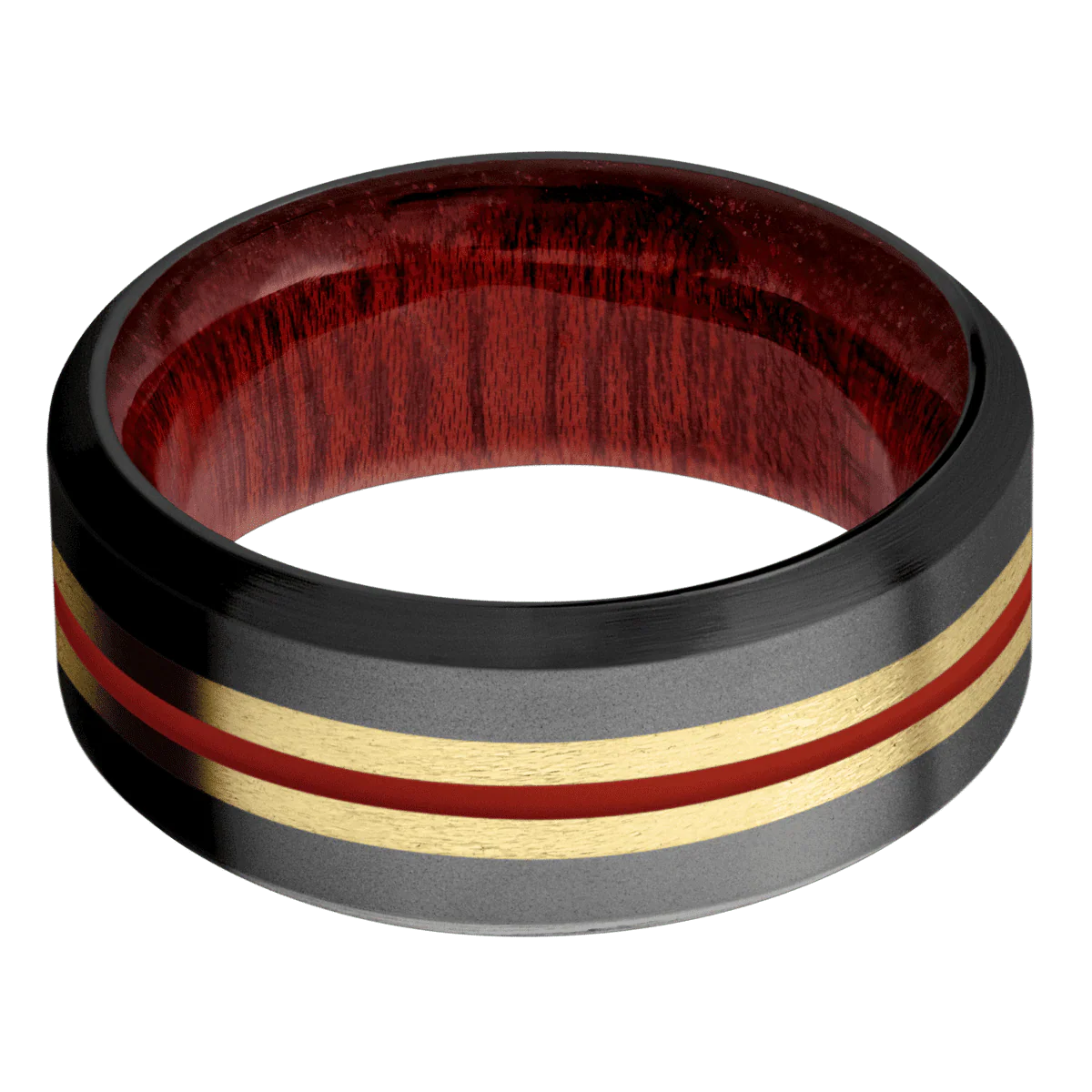 Zirconium + Bead , Satin Finish + Blood Wood - Image 3